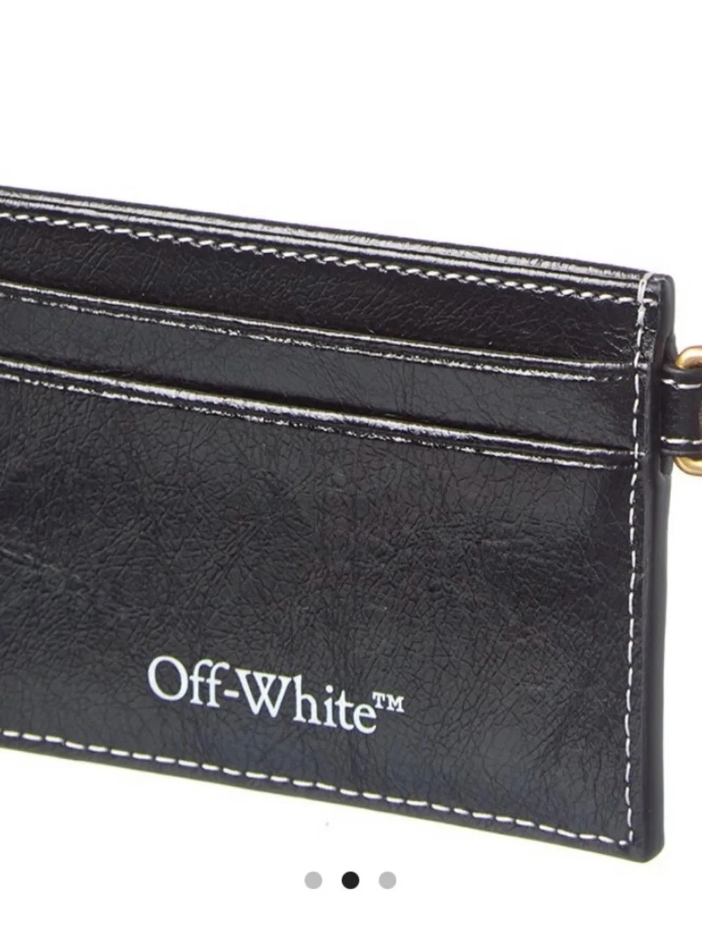 Off-White Black Card Holder with Gold Anchor Accent